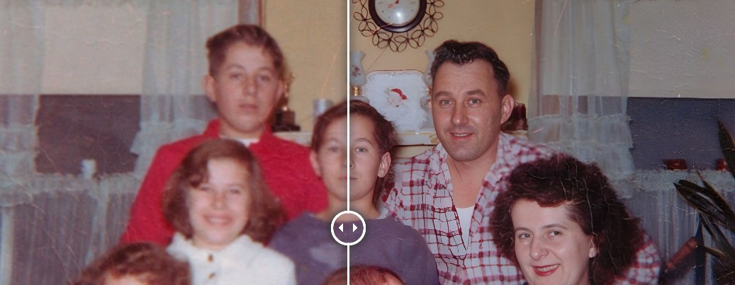 Example of AI face enhancement for photo scanning